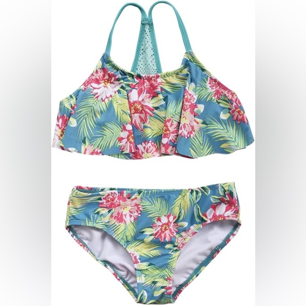 Bikini Set Tropical Hawaiian Print for Girls Size Large 10-12